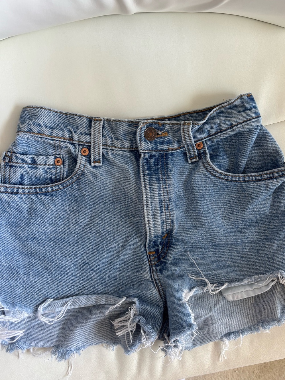 Levi's Light Blue Distressed Denim Cutoff Shorts